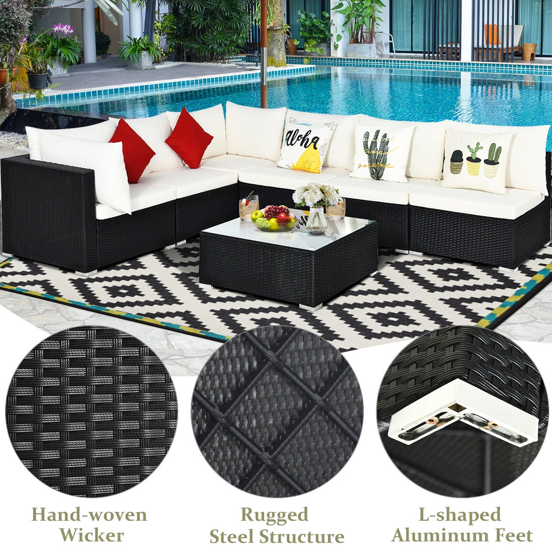 7-Piece Wicker Patio Sofa Set