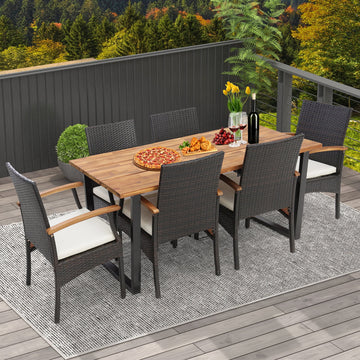 7-Piece Wicker Chair & Dining Table Set