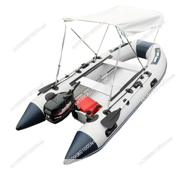 5–6 Person Inflatable Assault Boat 3.8m PVC Fishing Raft with Aluminum Floor, Anti-Collision Design & Rowing Accessories