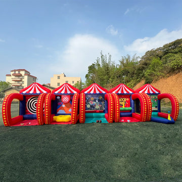 5 in 1 Inflatable Carnival Bundle Sport Games Multi Sports, Axe Throw, Bank a Ball, Football Game, Knock Down, Baseball Game